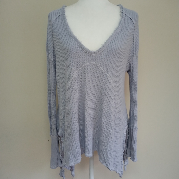 Free People Waffle knit thermal lavender raw hem - Picture 2 of 12